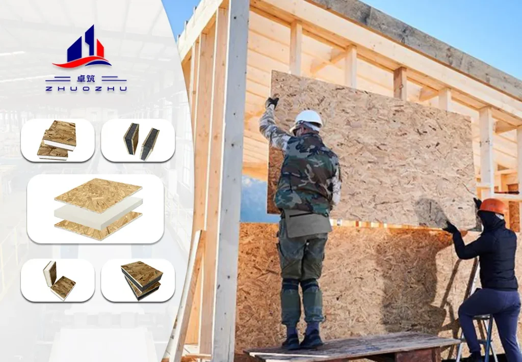 Wood frame with OSB boards